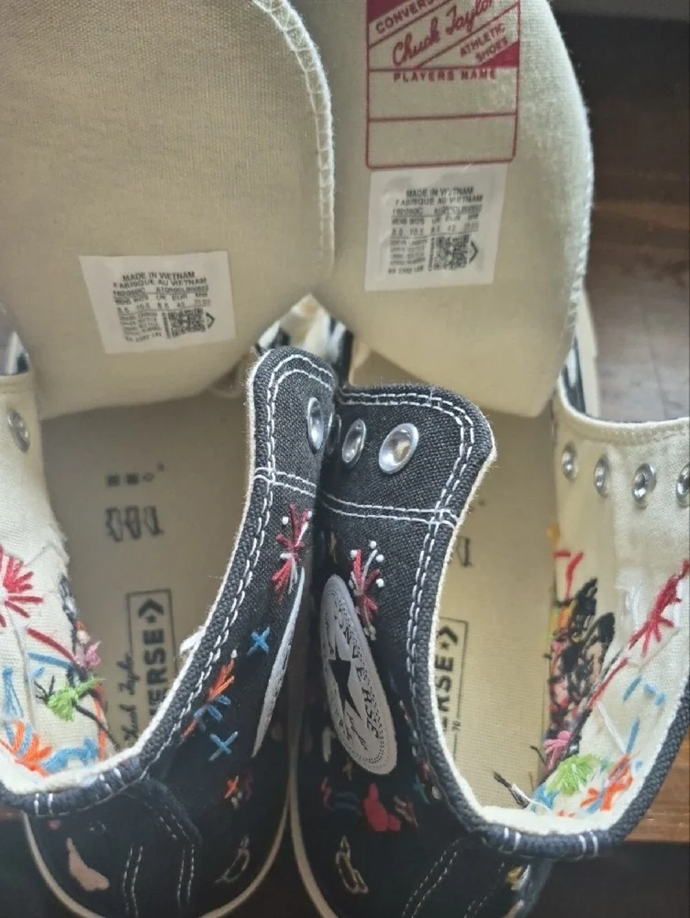 Unisex Converse Disney Chuck Taylors High Top Sneakers with Colorful Embroidere